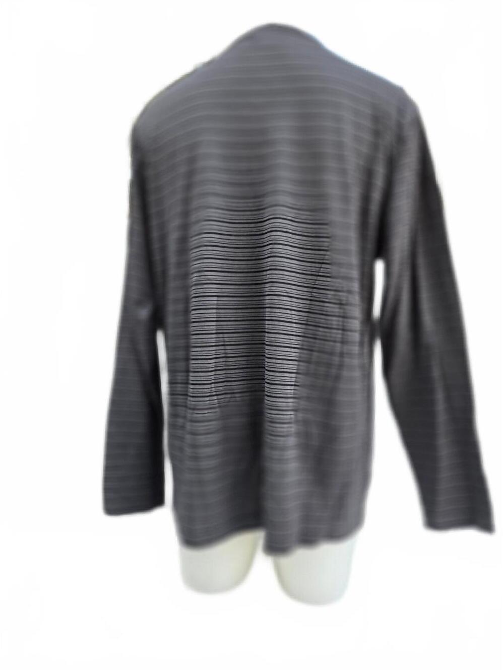 NWT Claiborne Men’s XL Grey Stripe Long Sleeve Tee Y2K Grunge Minimalist Layer - Picture 3 of 7